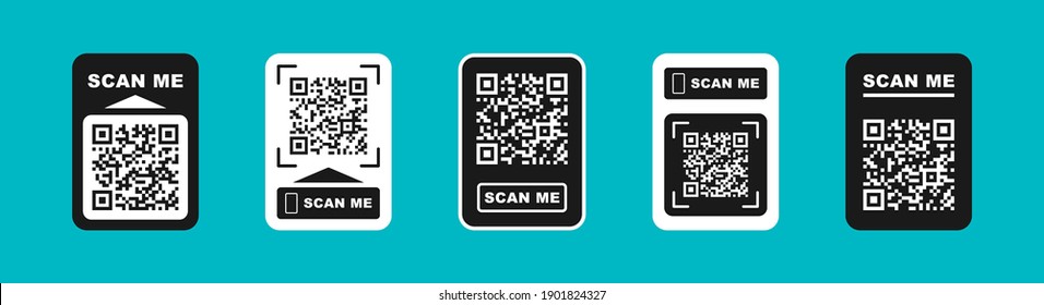 QR code scan for smartphone. Template scan me Qr code for smartphone. For mobile app, payment and phone. Scan me phone tag. Vector illustration.