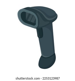 QR code scanner. Drawing of barcode scanner or reader and credit card machine for checkout on white. Shopping, payment concept