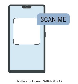 QR code scanner on smartphone. Smartphone with blank scan code screen and scan message. QR code for payment. 
