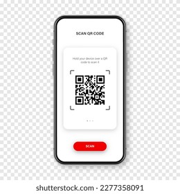 QR code scanner, reader app for smartphone. Identification tracking code. Serial number, product ID with digital information. Store, supermarket scan labels, price tag. Vector illustration.