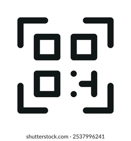 Ícone de interface do usuário do scanner de código QR, símbolo de vetor de interface do usuário de linha simples do leitor de código QR