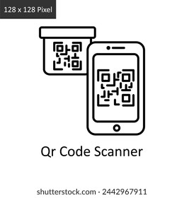 Qr Code Scanner  vector outline icon design illustration. Logistics Delivery symbol on White background EPS 10 File