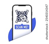 QR Code. Scanning qr code, barcode with smartphone. Scan me. Qr code for payment for mobile app, ecommerce. Vector illustration