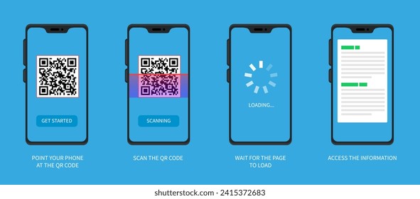 QR Code. Scanning qr code, barcode with smartphone. Contactless payment. Can use for, landing page, template, ui, web, mobile app, banner, flyer. Scan me. Qr Verification Concept. Vector illustration