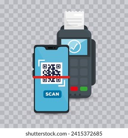 QR Code. Scanning qr code, barcode with smartphone. Contactless payment. Can use for, landing page, template, ui, web, mobile app, banner, flyer. Scan me. Qr Verification Concept. Vector illustration