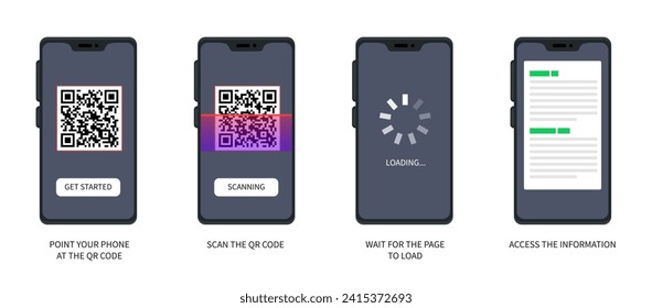 QR Code. Scanning qr code, barcode with smartphone. Contactless payment. Can use for, landing page, template, ui, web, mobile app, banner, flyer. Scan me. Qr Verification Concept. Vector illustration