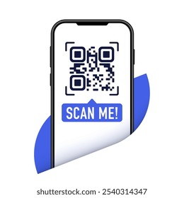 Código QR. Digitalizando código qr, código de barras com smartphone. Digitalize-me. Código Qr para pagamento para aplicativo móvel, comércio eletrônico. Ilustração vetorial