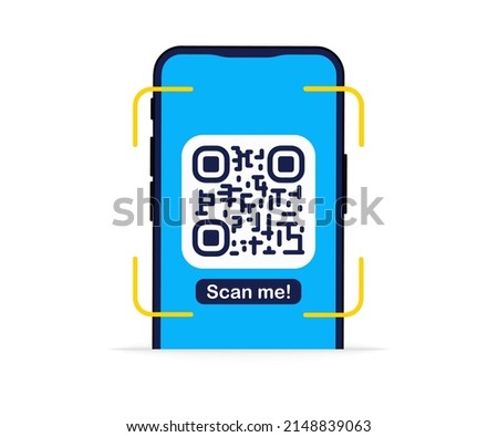 QR Code. Scanning qr code, barcode with smartphone. Contactless payment. Can use for, landing page, template, ui, web, mobile app, banner, flyer. Scan me. Qr Verification Concept. Vector illustration