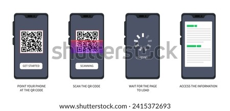 QR Code. Scanning qr code, barcode with smartphone. Contactless payment. Can use for, landing page, template, ui, web, mobile app, banner, flyer. Scan me. Qr Verification Concept. Vector illustration