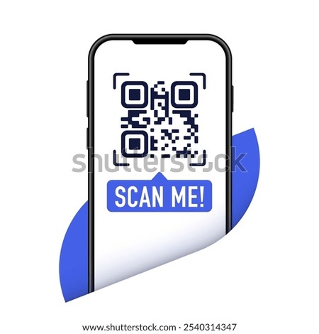 QR Code. Scanning qr code, barcode with smartphone. Scan me. Qr code for payment for mobile app, ecommerce. Vector illustration