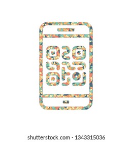 QR code. Scanning with cell phone. Technology outline icon. Colored mosaic with polygons