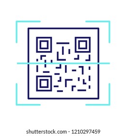 QR code scanning color icon. 2D code reading app. Matrix barcode scanner. Two-dimensional barcode. Isolated vector illustration