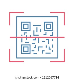 QR code scanning color icon. 2D code reading app. Matrix barcode scanner. Two-dimensional barcode. Isolated vector illustration
