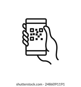 QR code scanning icon logo sign vector outline