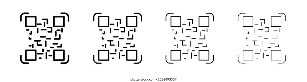 QR code scanning icon Outline sign symbol set