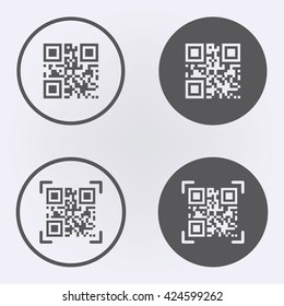 Qr code scanning icon set in circle . Vector illustration
