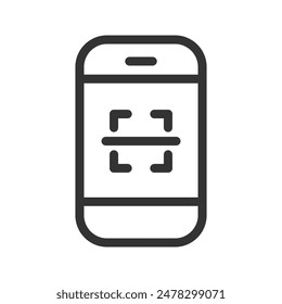 QR code scanning icon in smartphone. barcode scanner on blank background