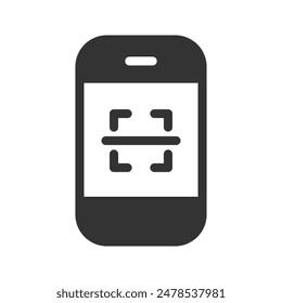 QR code scanning icon in smartphone. barcode scanner on blank background