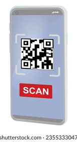 QR code scanning on mobile phone. vector