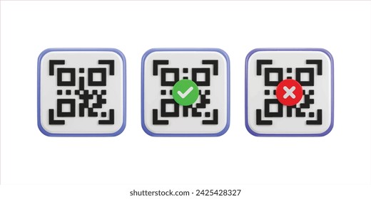 qr code scanning payment qr code 3d icon set