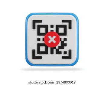 código qr error de análisis de pago código qr código 3d icono