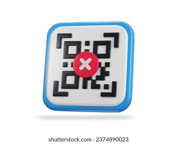 código qr error de análisis de pago código qr código 3d icono