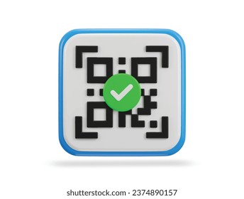 qr code scanning payment verification qr code 3d icon