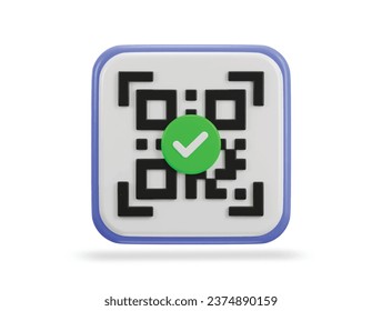 qr code scanning payment verification qr code 3d icon