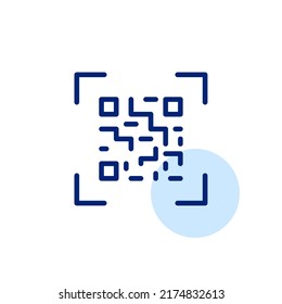 QR Code Scanning. Pixel Perfect, Editable Stroke Line Art Icon