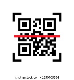 QR Code Scanning. Scan Me. Read Bar Code, Mobility, Generating App, Coding. Icon Recognition Or Reading Qr Code In Flat Style.