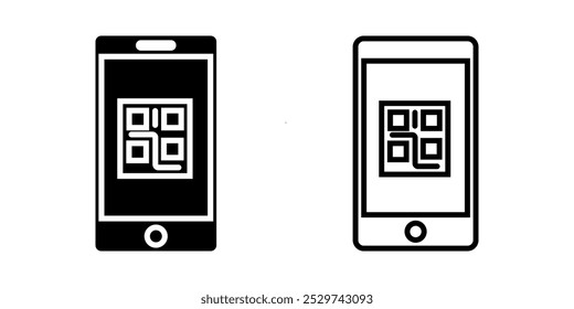 QR code scanning set icon on white background