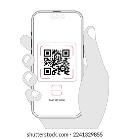 QR code scanning with a smartphone app. Concept of vector illustration.