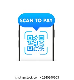 QR code scanning for smartphone. Caption scan me with smartphone icon. QR code for payment. Vector illustration