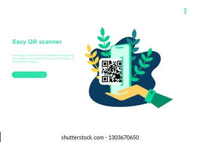 QR Code Scanning Vector Illustration Concept, People Use Smartphone And Scan Qr Code For Payment And Everything, Can Use For, Landing Page, Template, Ui, Web, Mobile App, Poster, Banner, Flyer 	
QR Co