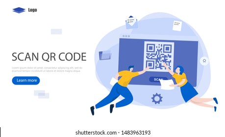 QR Code Scanning Vector Illustration Concept, Suitable for web landing page, ui, mobile app, editorial design, flyer, banner, and other related occasion