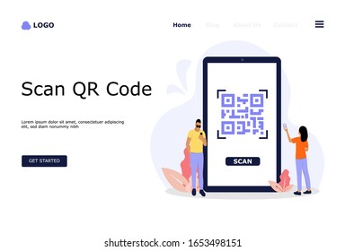 QR Code Scanning Vector Illustration Concept, Suitable for web landing page, ui, mobile app, editorial design, flyer, banner, and other related occasion