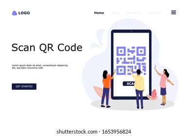 QR Code Scanning Vector Illustration Concept, Suitable for web landing page, ui, mobile app, editorial design, flyer, banner, and other related occasion