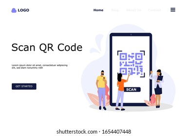 QR Code Scanning Vector Illustration Concept, Suitable for web landing page, ui, mobile app, editorial design, flyer, banner, and other related occasion