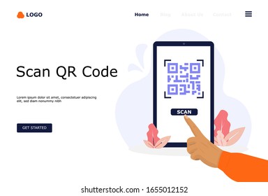 QR Code Scanning Vector Illustration Concept, Suitable for web landing page, ui, mobile app, editorial design, flyer, banner, and other related occasion