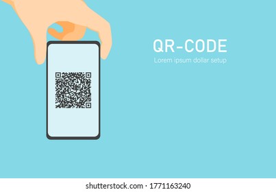 QR Code Scanning Vector Illustration Concept, People Use Smartphone And Scan Qr Code For Payment And Everything, Can Use For, Landing Page, Template, Ui, Web, Mobile App, Poster, Banner, Flyer.