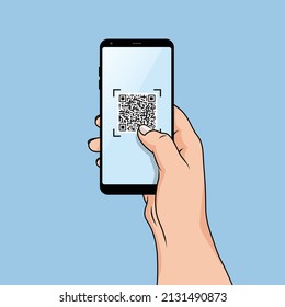 QR Code Scanning Vector Illustration Concept, People Use Smartphone And Scan Qr Code For Payment And Everything, Can Use For, Landing Page, Template, Ui, Web, Mobile App, Poster, Banner, Flyer. Stock 