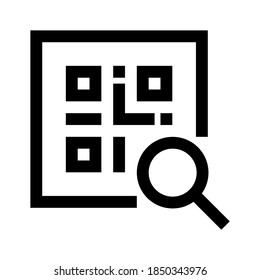 QR code with search. Line vector. Isolate on white background.