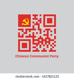 QR code set color of Chinese Communist Party flag, golden hammer and sickle on red color.