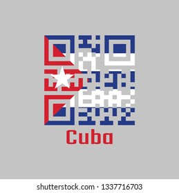QR code set the color of Cuba flag. Five horizontal stripes of blue and white with the red equilateral triangle based on the hoist-side bearing the star with text Cuba.