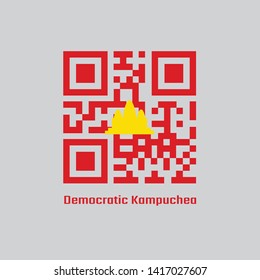 QR code set color of Democratic Kampuchea flag, refers to Cambodia between 1975 and 1979.