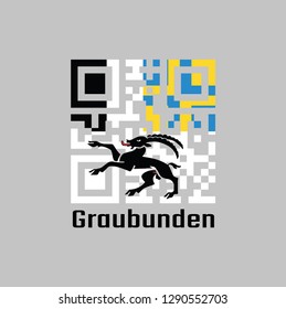 QR code set the color of graubunden flag, The canton of Switzerland with text graubunden.