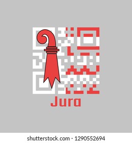 QR code set the color of Jura flag, The canton of Switzerland with text Jura.