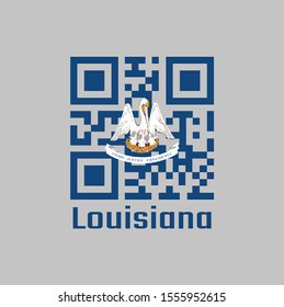 QR Code Set The Color Of Louisiana Flag. The States Of America. A Mother Pelican 