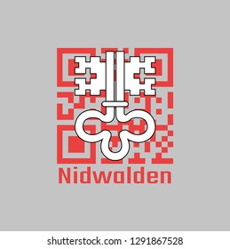 QR code set the color of Nidwalden flag, The canton of Switzerland with text Nidwalden.