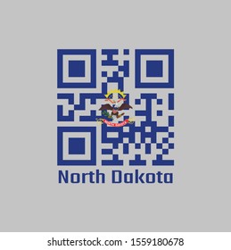 QR code set the color of North Dakota flag. The states of America. Flag of the unit by state troops in the Philippine-American War, text: North Dakota.